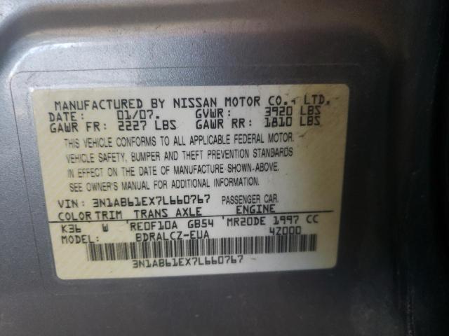 3N1AB61EX7L660767 - 2007 NISSAN SENTRA 2.0 GRAY photo 10