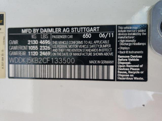 WDDKJ5KB2CF133500 - 2012 MERCEDES-BENZ E 350 WHITE photo 12