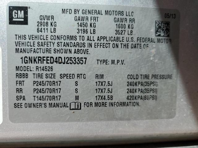 1GNKRFED4DJ253357 - 2013 CHEVROLET TRAVERSE LS SILVER photo 14