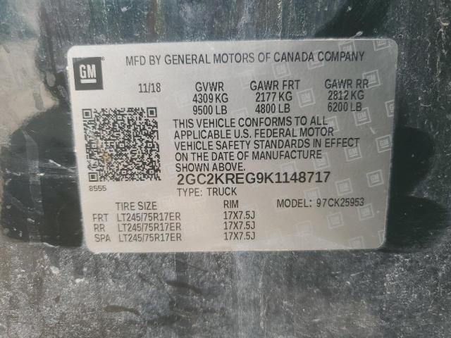 2GC2KREG9K1148717 - 2019 CHEVROLET SILVERADO K2500 HEAVY DUTY BLACK photo 12