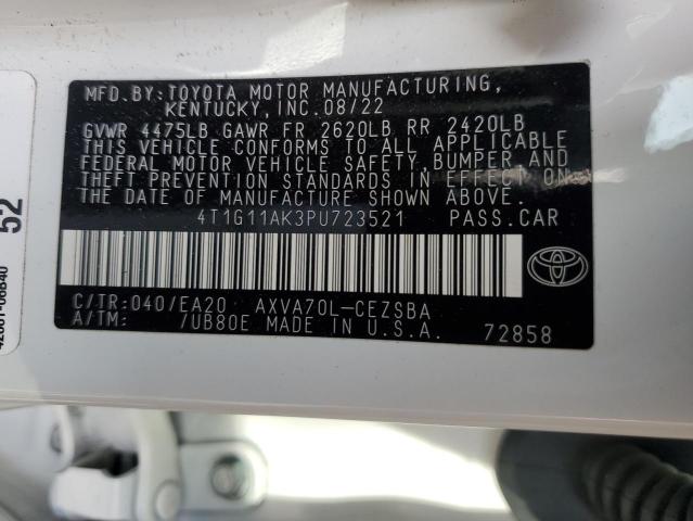 4T1G11AK3PU723521 - 2023 TOYOTA CAMRY SE NIGHT SHADE WHITE photo 12