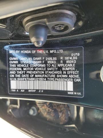 SHHFK7H49KU215514 - 2019 HONDA CIVIC SPORT 黑色 照片 12