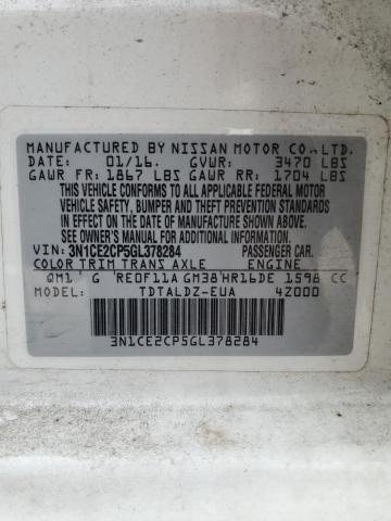 3N1CE2CP5GL378284 - 2016 NISSAN VERSA NOTE S WHITE photo 12