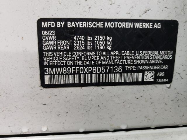 3MW89FF0XP8D57136 - 2023 BMW 330XI WHITE photo 12