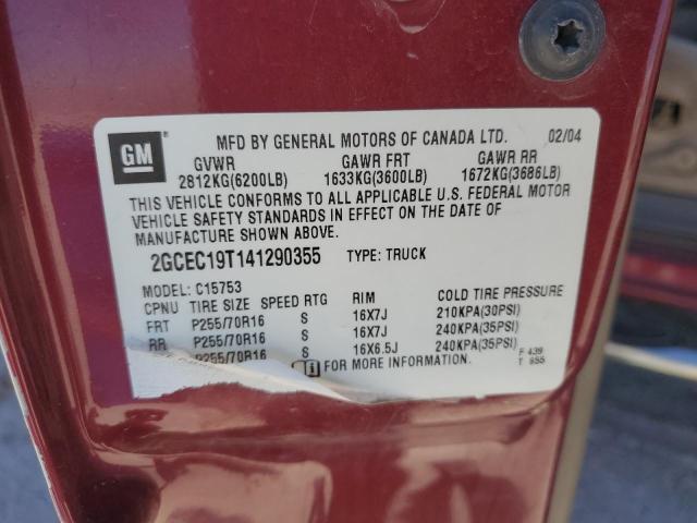 2GCEC19T141290355 - 2004 CHEVROLET SILVERADO C1500 BURGUNDY photo 13