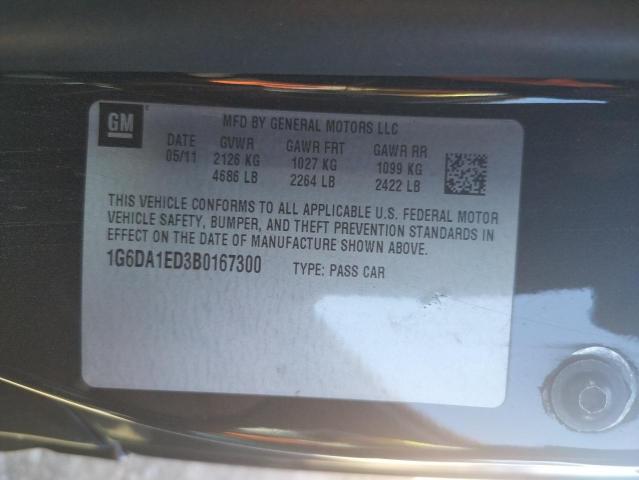 1G6DA1ED3B0167300 - 2011 CADILLAC CTS BLACK photo 10