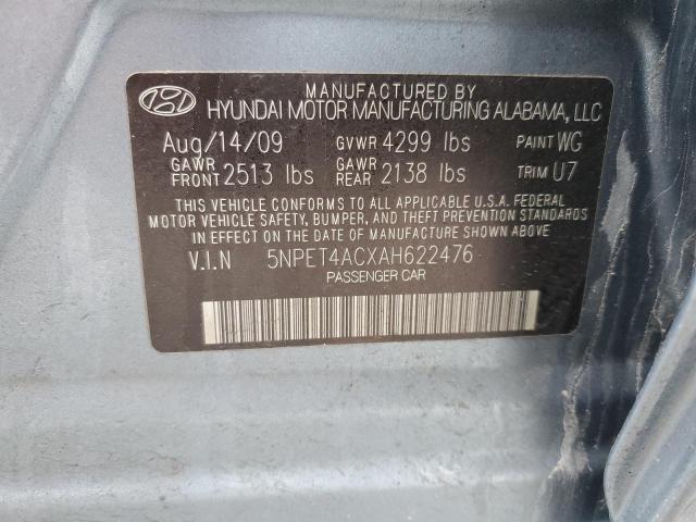 5NPET4ACXAH622476 - 2010 HYUNDAI SONATA GLS BLUE photo 12