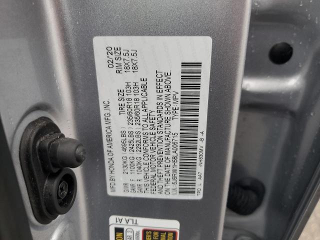 5J6RW1H58LA006715 - 2020 HONDA CR-V EX GRAY photo 12