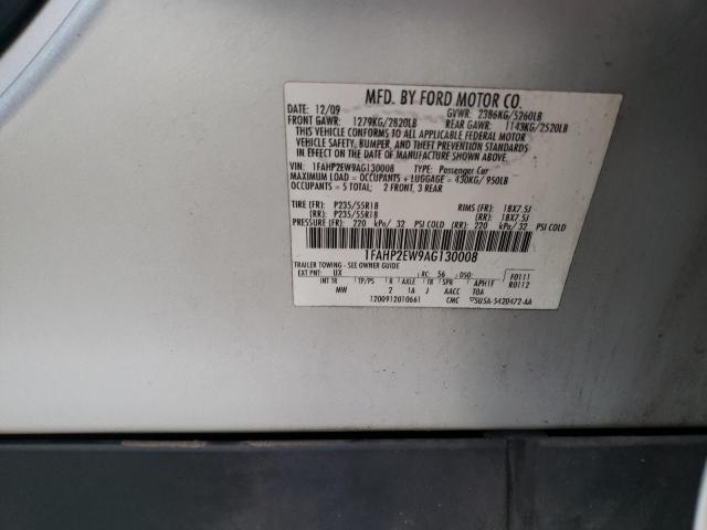 1FAHP2EW9AG130008 - 2010 FORD TAURUS SEL SILVER photo 12