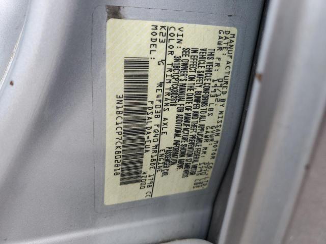 3N1BC1CP7CK802818 - 2012 NISSAN VERSA S SILVER photo 12