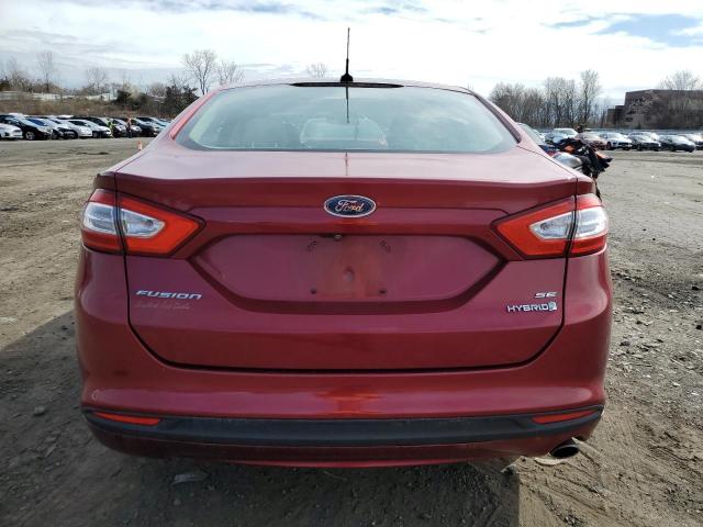 3FA6P0LU3ER310600 - 2014 FORD FUSION SE HYBRID RED photo 6