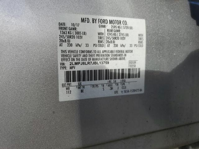 2LMPJ8LR7JBL13759 - 2018 LINCOLN MKX RESERVE Silber Foto 13