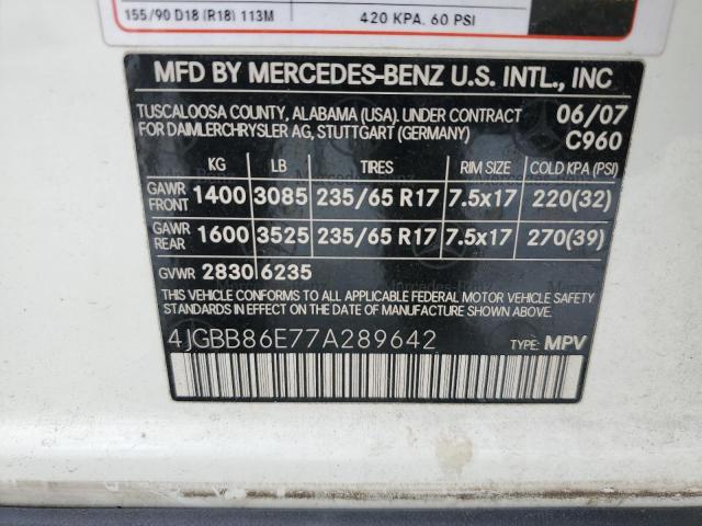 4JGBB86E77A289642 - 2007 MERCEDES-BENZ ML 350 WHITE photo 13