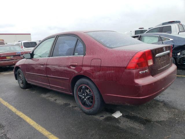 2HGES16552H536239 - 2002 HONDA CIVIC LX RED photo 2