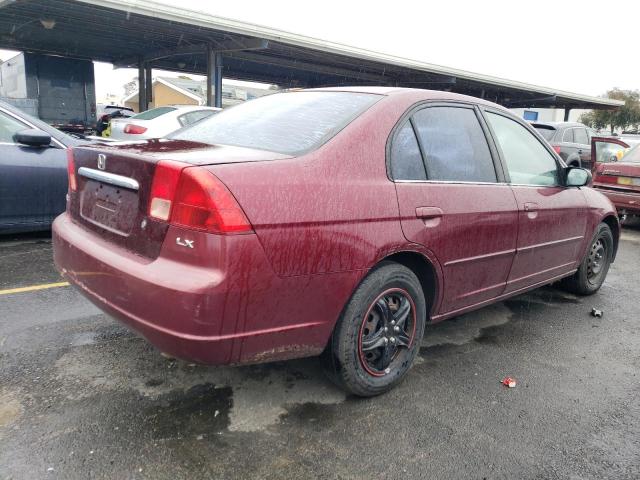 2HGES16552H536239 - 2002 HONDA CIVIC LX RED photo 3