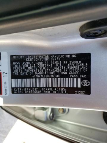 4T1BK1EB2DU065686 - 2013 TOYOTA AVALON BASE 银色 照片 10