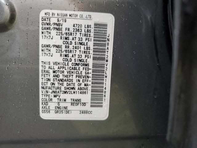 JN8AT2MV2LW114861 - 2020 NISSAN ROGUE S GRAY photo 12