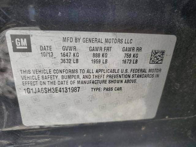 1G1JA6SH3E4131987 - 2014 CHEVROLET SONIC LS BLACK photo 12