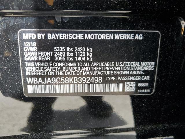 WBAJA9C58KB392498 - 2019 BMW 530E BLACK photo 13