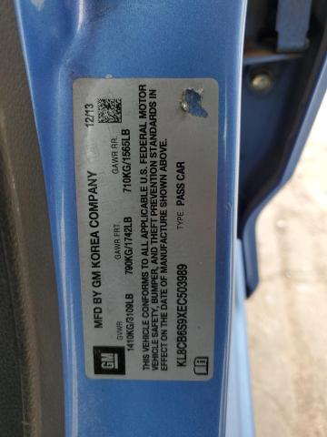 KL8CB6S9XEC503989 - 2014 CHEVROLET SPARK LS BLUE photo 12