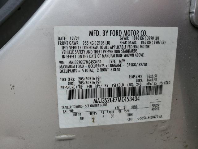 MAJ3S2GE7MC453434 - 2021 FORD ECOSPORT SE 银色 照片 13