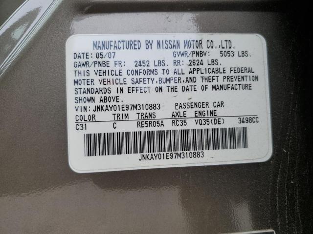 JNKAY01E97M310883 - 2007 INFINITI M35 BASE TAN photo 12