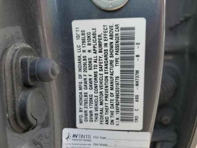 19XFB2F99CE019776 - 2012 HONDA CIVIC EXL GRAY photo 13