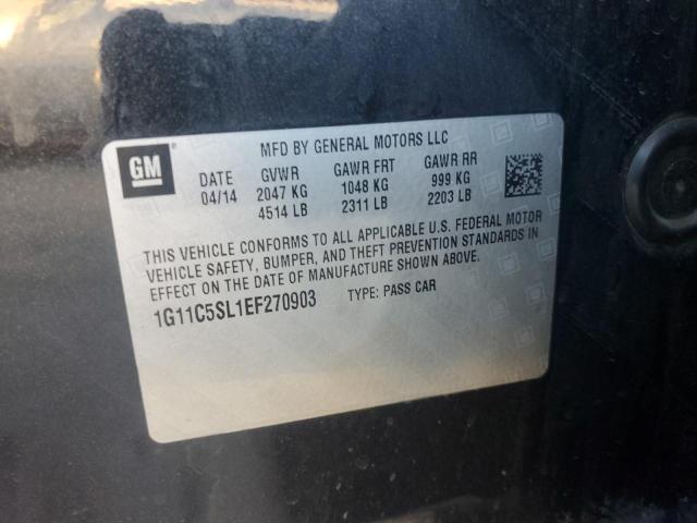 1G11C5SL1EF270903 - 2014 CHEVROLET MALIBU 1LT შავი ფოტო 12
