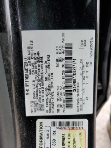 3FA6P0H77DR327174 - 2013 FORD FUSION SE BLACK photo 12