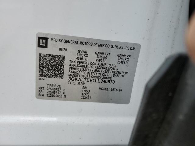 3GKALTEV1LL340870 - 2020 GMC TERRAIN SLE WHITE photo 13