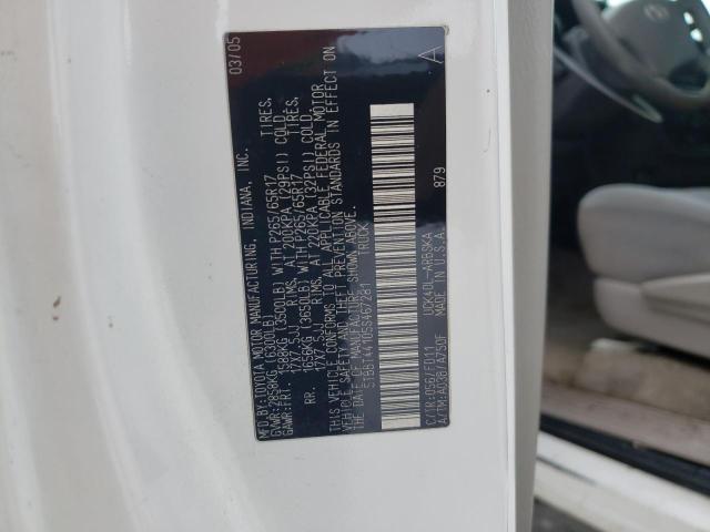 5TBBT44105S467281 - 2005 TOYOTA TUNDRA ACCESS CAB SR5 WHITE photo 12
