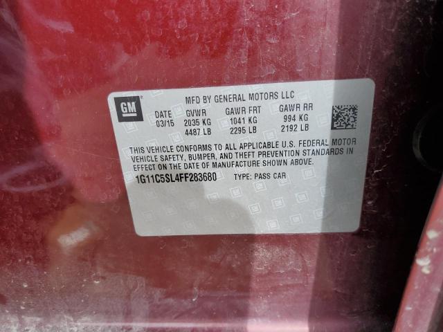1G11C5SL4FF283680 - 2015 CHEVROLET MALIBU 1LT BURGUNDY photo 12