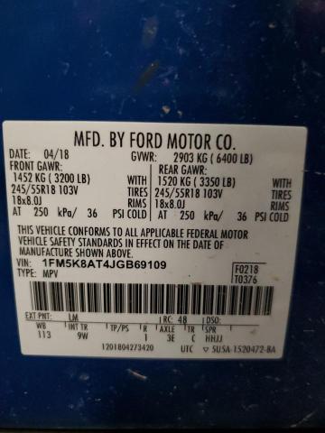 1FM5K8AT4JGB69109 - 2018 FORD EXPLORER POLICE INTERCEPTOR 蓝色 照片 13