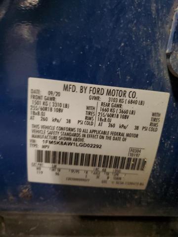 1FM5K8AW1LGD02292 - 2020 FORD EXPLORER POLICE INTERCEPTOR 蓝色 照片 13