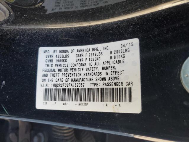 1HGCR2F32FA162362 - 2015 HONDA ACCORD LX BLACK photo 12