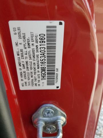 1HGCM81653A031960 - 2003 HONDA ACCORD EX RED photo 13