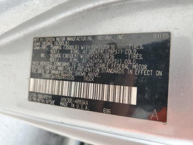 5TBRT34195S463335 - 2005 TOYOTA TUNDRA ACCESS CAB SR5 SILVER photo 12