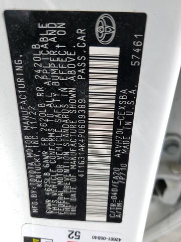 4T1G31AK4PU609389 - 2023 TOYOTA CAMRY SE NIGHT SHADE WHITE photo 13