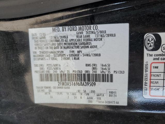 2FMDA51696BA39509 - 2006 FORD FREESTAR SE BLACK photo 13