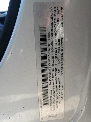 3VW2K7AJ2CM308479 - 2012 VOLKSWAGEN JETTA BASE 银色 照片 13