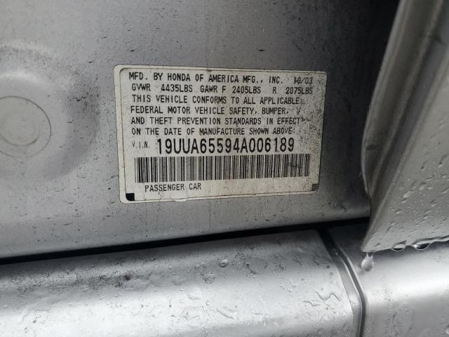 19UUA65594A006189 - 2004 ACURA 3.2TL SILVER photo 12