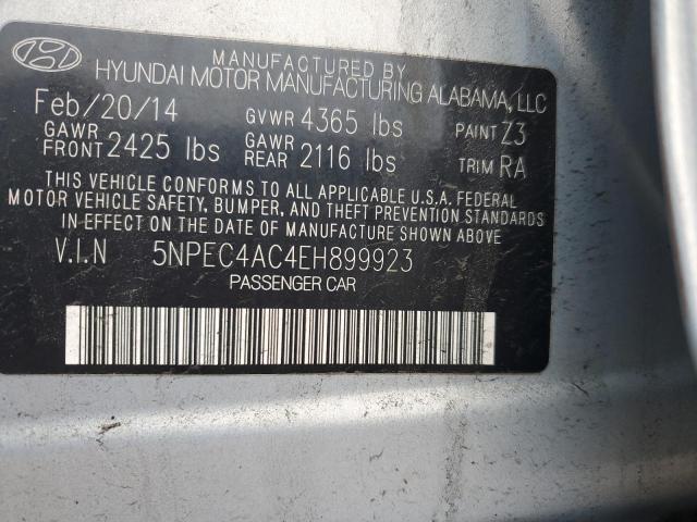 5NPEC4AC4EH899923 - 2014 HYUNDAI SONATA SE BLUE photo 10