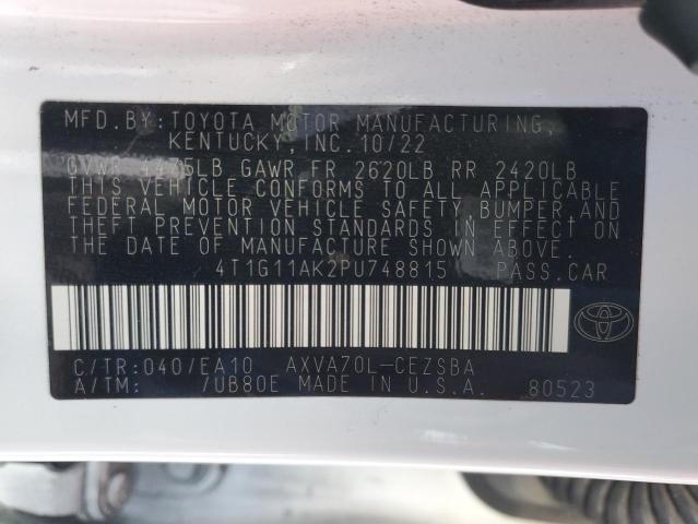 4T1G11AK2PU748815 - 2023 TOYOTA CAMRY SE NIGHT SHADE WHITE photo 12
