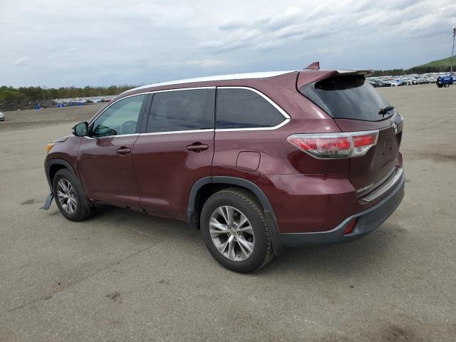 5TDJKRFH4FS215001 - 2015 TOYOTA HIGHLANDER XLE 勃艮第红 照片 2