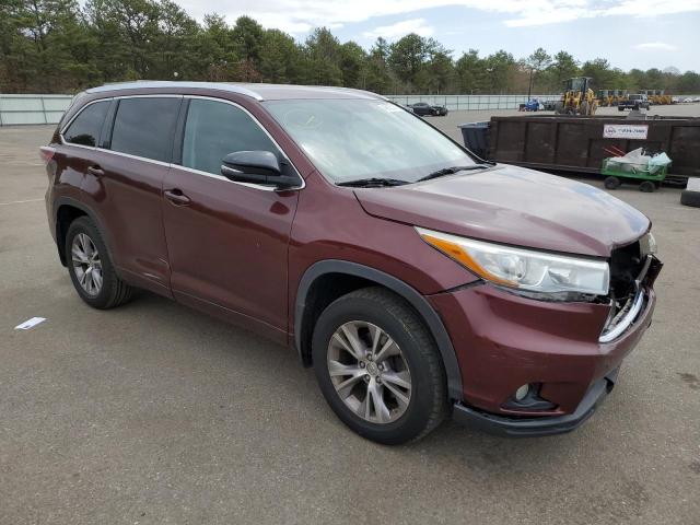 5TDJKRFH4FS215001 - 2015 TOYOTA HIGHLANDER XLE 勃艮第红 照片 4