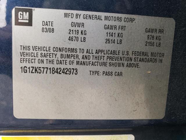 1G1ZK577184242973 - 2008 CHEVROLET MALIBU LTZ ლურჯი ფოტო 12