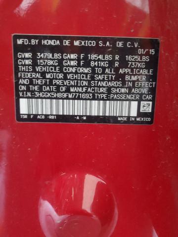 3HGGK5H89FM771693 - 2015 HONDA FIT EX RED photo 12