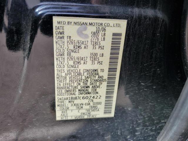5N1AR18U87C607422 - 2007 NISSAN PATHFINDER LE 黑色 照片 13