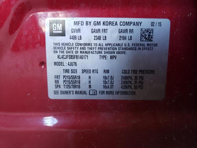 KL4CJFSB5FB146171 - 2015 BUICK ENCORE CONVENIENCE 红色 照片 12