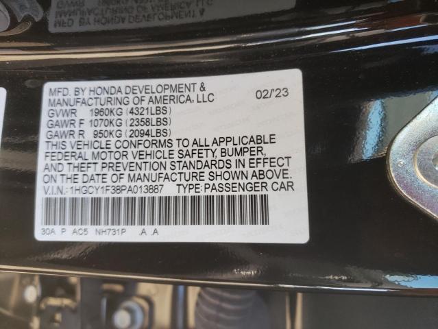 1HGCY1F38PA013887 - 2023 HONDA ACCORD EX BLACK photo 12